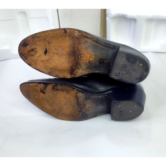 Vintage Dan Post Boots Mens Sz 8.5D  Black Leather Western Cowboy Work #507159 - Picture 11 of 14